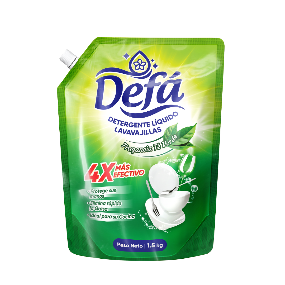 Defá – Detergente líquido lavavajillas – Té Verde – 1.5kg